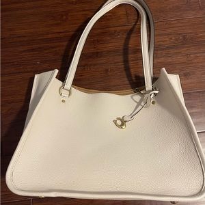 COACH Crossgrain Zip Top Tote Carryall Bag in White